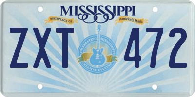 MS license plate ZXT472