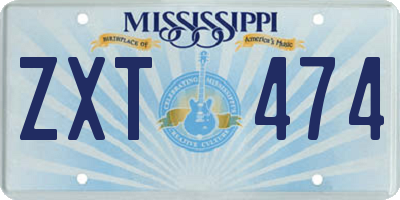 MS license plate ZXT474