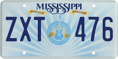 MS license plate ZXT476