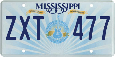 MS license plate ZXT477