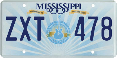 MS license plate ZXT478