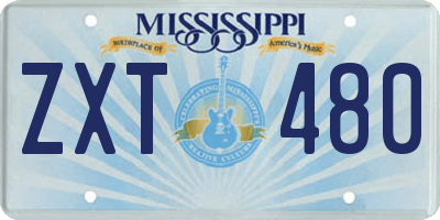 MS license plate ZXT480