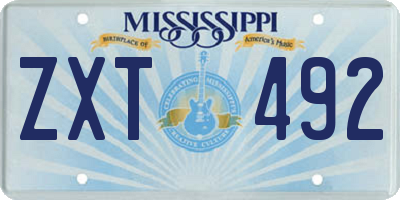 MS license plate ZXT492
