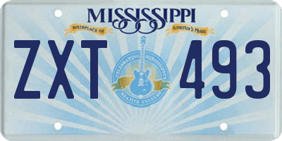 MS license plate ZXT493