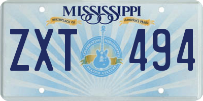 MS license plate ZXT494