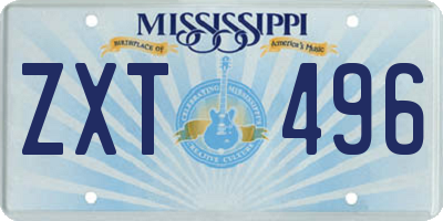 MS license plate ZXT496