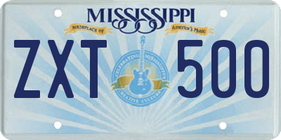 MS license plate ZXT500