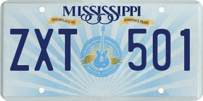 MS license plate ZXT501