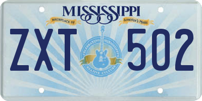MS license plate ZXT502