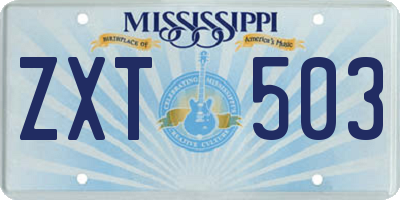 MS license plate ZXT503