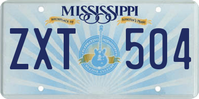 MS license plate ZXT504