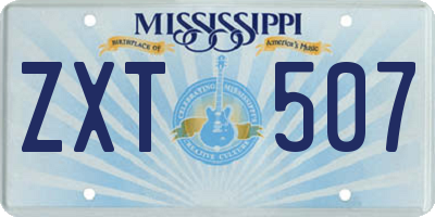 MS license plate ZXT507