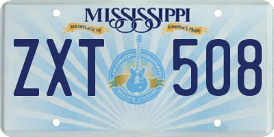 MS license plate ZXT508