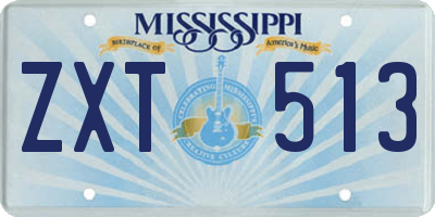 MS license plate ZXT513