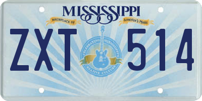MS license plate ZXT514