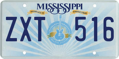 MS license plate ZXT516