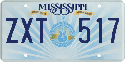 MS license plate ZXT517