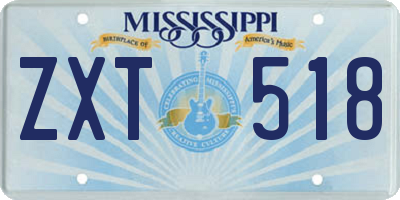 MS license plate ZXT518