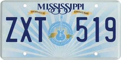 MS license plate ZXT519