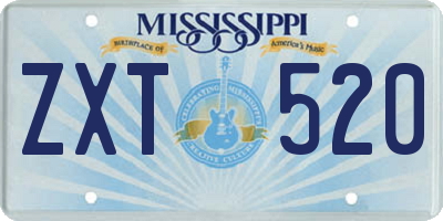 MS license plate ZXT520