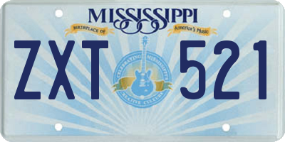 MS license plate ZXT521