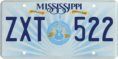 MS license plate ZXT522