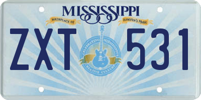 MS license plate ZXT531