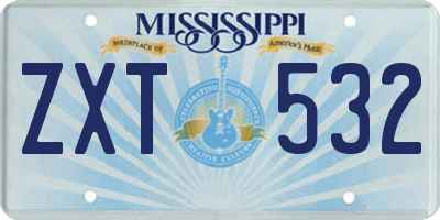 MS license plate ZXT532