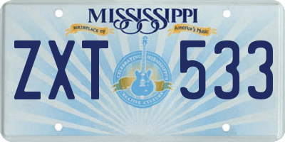 MS license plate ZXT533
