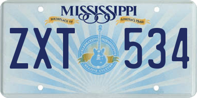 MS license plate ZXT534