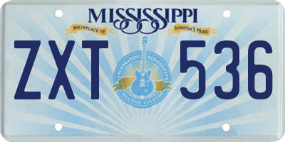 MS license plate ZXT536