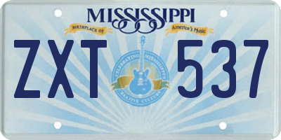 MS license plate ZXT537