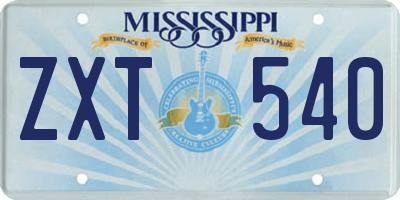 MS license plate ZXT540