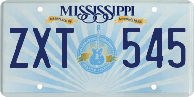 MS license plate ZXT545