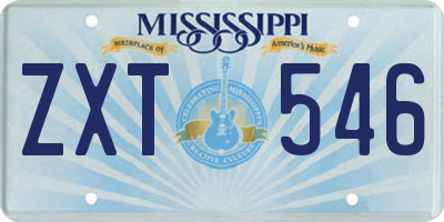 MS license plate ZXT546