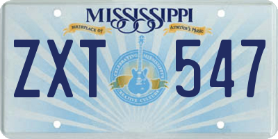 MS license plate ZXT547
