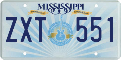 MS license plate ZXT551