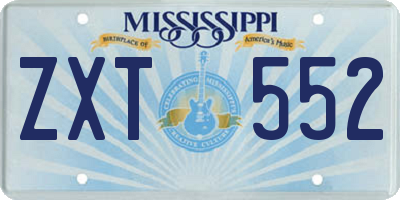 MS license plate ZXT552