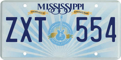 MS license plate ZXT554