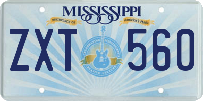 MS license plate ZXT560