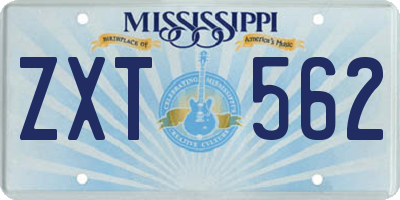 MS license plate ZXT562