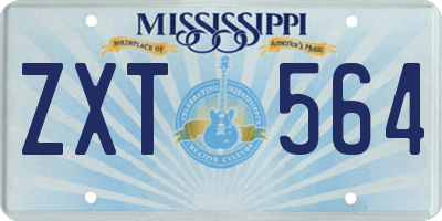 MS license plate ZXT564