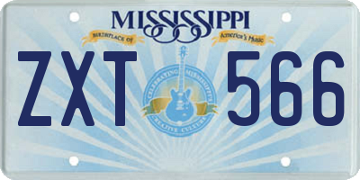 MS license plate ZXT566