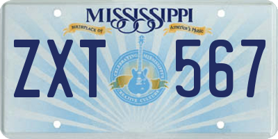 MS license plate ZXT567