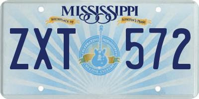 MS license plate ZXT572