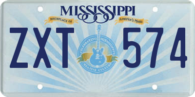 MS license plate ZXT574