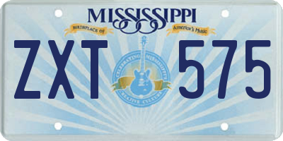 MS license plate ZXT575