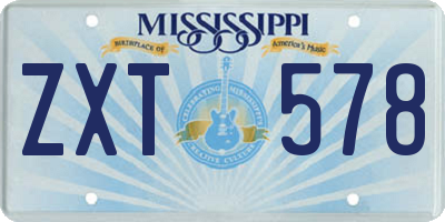 MS license plate ZXT578