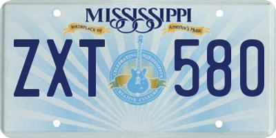 MS license plate ZXT580