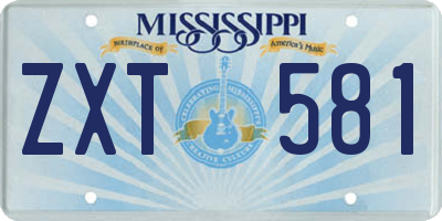 MS license plate ZXT581